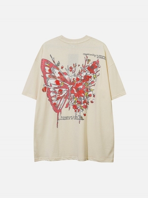 Abricot  T Shirts Aelfric Eden Butterfly Sakura Graphique Tee - WVT-9039000